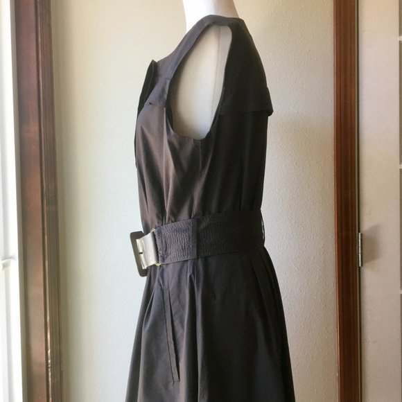 Zara Brown Midi Dress with Belt - Picture 6 of 10